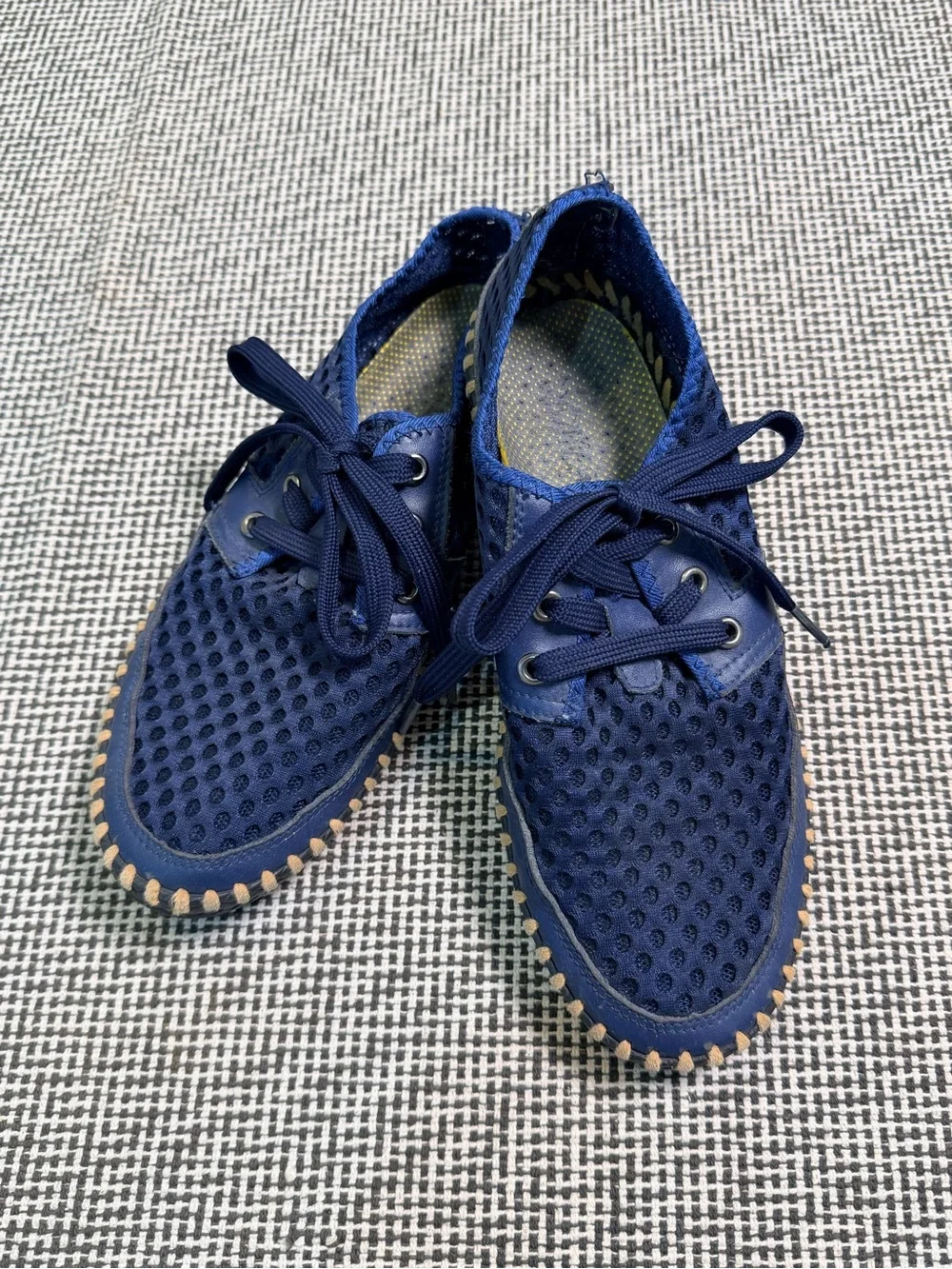 Women’s Navy Blue Breathable Mesh Nautical Lace-Up Shoes